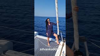 Catamaran Sailing Through the Aegean Sea Greece Sporades Islands Rent a Sailboat Best Sailing Trips [upl. by Cirek]