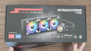 Water Cooler SuperFrame ISENGARD ARGB 360mm Intel AMD Controladora Black UNBOXING [upl. by Damalis]