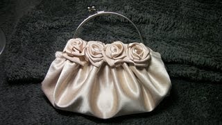 DIY COMO HACER UN BOLSO DE ROSAS EN RASO BEIGE  HOW TO MAKE A ROSE SATIN BEIGE PURSE [upl. by Anaigroeg344]