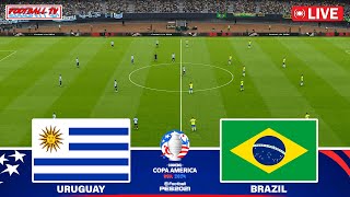 URUGUAY vs BRAZIL QuarterFinal  Copa America 2024  Full Match Today  PES Gameplay PC [upl. by Darnok194]