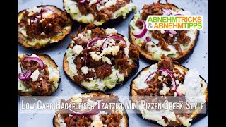 Low Carb MiniPizzen Greek Style  Kochvideo [upl. by Pride583]