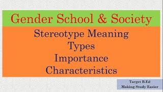 Stereotypes Meaning Characteristics amp Types [upl. by Marjory]