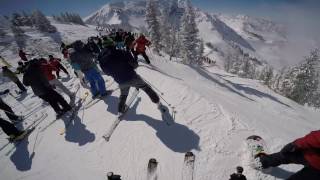 Snowbird Utah Powder Panic Skiing Big Crowds Deep Powder Frenzy [upl. by Esinereb725]