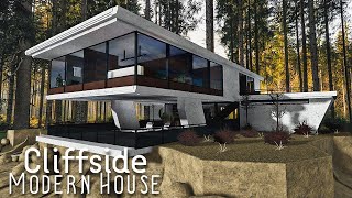 Bloxburg Cliffside Hanging Modern House  Roblox Bloxburg  Speedbuild [upl. by Florence]