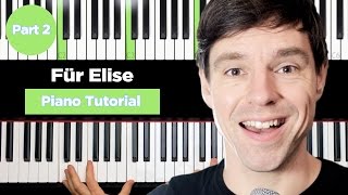 How to play quotFÜR ELISEquot on Piano Tutorial  very easy  Part 2 [upl. by Eugaet]