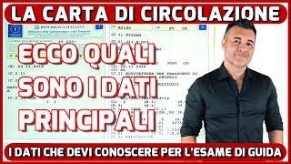 LA CARTA DI CIRCOLAZIONE I PRINCIPALI DATI DA CONOSCERE PER AFFRONTARE LESAME DI GUIDA [upl. by Horter831]