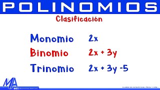 Clasificación de las expresiones algebraicas  Monomio Binomio Trinomio [upl. by Ellebanna956]