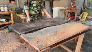 40 Year Old Carpenter  Processing Poles In Natural Red Wood Panels To Design A Tea Table Set [upl. by Devi]