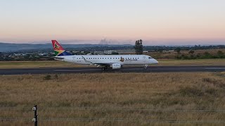 Embraer E 190 AR departing from Pietermaritzburg Airport to OR Tambo int JHB runway 34 [upl. by Epner]