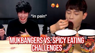 mukbangers attempting SPICY eating challenges [upl. by Haas199]