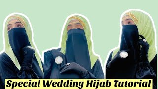 Most requested Wedding Hijab Tutorial with NiqabWedding Hijab Style With Jewellery Special Hijab [upl. by Ivo]