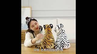 Simulation Tiger Stuffed Animal Plush Toy Cute White Tiger Plush Mascot Toys Plushie Peluche [upl. by Kimmie730]