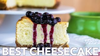 Best Cheesecake with Blueberry Topping  Natashas Kitchen [upl. by Garwood]