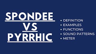 Spondee and Pyrrhic  Difference between Spondee and Pyrrhic  Meter [upl. by Chelsy]