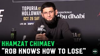 Khamzat Chimaev “Robert Whittaker knows how to lose I don’t” [upl. by Acinorrev]