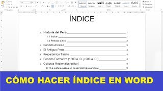 CÓMO HACER UN ÍNDICE EN WORD [upl. by Ban]