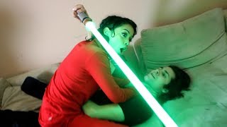 STAR WARS GIRLFRIEND LIGHTSABER BATTLE [upl. by Kcirdde]