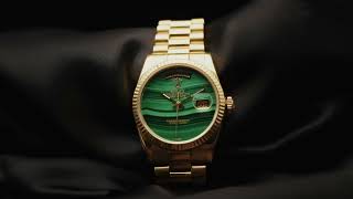 Rolex Ref 118238 DayDate Malachite Dial Yellow Gold [upl. by Schnabel]