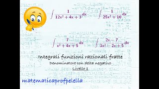 Integrali funzioni razionali fratte con denominatore con delta negativo Livello 1 [upl. by Tobey793]