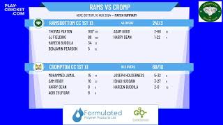 Ramsbottom CC 1st XI v Crompton CC 1st XI [upl. by Yesdnil]