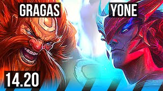 GRAGAS vs YONE MID  10117 1100 games Legendary  KR Grandmaster  1420 [upl. by Aniryt]