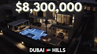 Touring a 8300000 SMART HOME in the DUBAI Hills  Night Tour [upl. by Merrell]