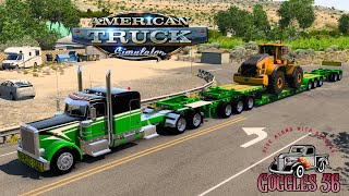 ATS  SCS Peterbilt 389 and Triple Lowboy  Volvo L250H Loader Page to Salina  No Paid Mods [upl. by Eiddam745]