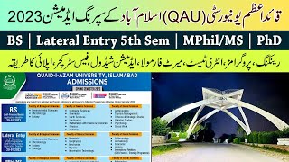 QuaidiAzam University QAU Islamabad Admissions Spring 2023  BS BS 5th Sem MPhilMS amp PhD [upl. by Diana218]