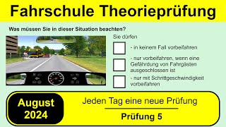 🚘 Führerschein Theorieprüfung Klasse B 🚗 August 2024  Prüfung 5 🎓📚 [upl. by Nahsyar610]