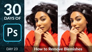 How to Remove Blemishes from a Portrait in Photoshop  Day 23 [upl. by Louisa618]