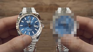 Rolex Datejust Blue Motif AUTHENTIC vs FRANKEN Superclone Replica Watch [upl. by Eirrol320]