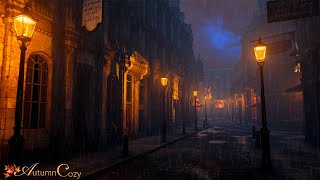 VICTORIAN AMBIENCE Victorian London Thunderstorm Horses Bells Walking on Cobblestone [upl. by Jeramie406]