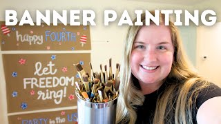 Paper Banner Painting for the 4th of July  Small Business Studio Vlog [upl. by Alleyne]