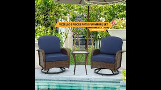 Pizzello 3 Pieces Patio Furniture Set [upl. by Homer]