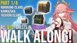 GUIDE TO ALL 910 CHESTS IN INAZUMA PART 14 NARUKAMI ISLAND KANNAZUKA YASHIORI ISLAND [upl. by Danby]