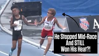 Kid Stops MidRace And Still Comes Back To Win 800m At AAU Junior Olympics 2023 [upl. by Winter181]