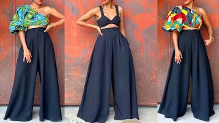 PLEATED WIDE LEG PALAZZO PANT  HOW TO CUT amp SEW A PALAZZO PANT  Easy amp Straightforward [upl. by Sudoeht299]