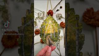 “Bathed in Gold” painted on a preserved birch leaf art leafart leafpainting painting [upl. by Erdda888]