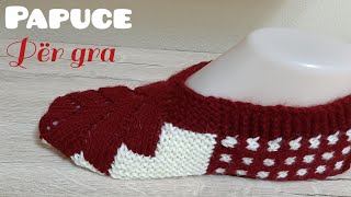 🧶Si te bejme papuce per gra me dy ngjyra  Punime me shtiza [upl. by Pierrette]