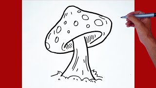 How to Draw a Mushroom Easy  Step by Step Drawing Tutorial [upl. by Dougald65]