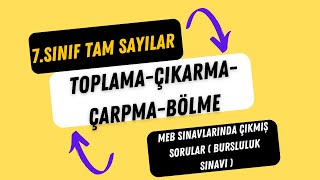 20 SORUDA TAM SAYILARDA 4 İŞLEM MEB BURSLULUK SORULARI [upl. by Rebor]