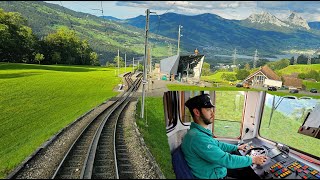 Cab Ride  Rigi Kulm to Arth Goldau Switzerland  Train Driver view  Mountain Train Journey [upl. by Yarased]