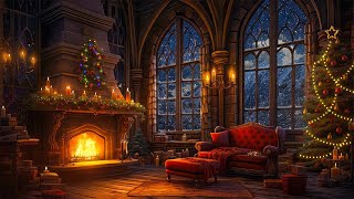 Christmas is coming🎄Cozy Cabin Ambience with Fireplace Crackling amp Blizzard Sounds for Relaxation🔥 [upl. by Tcideneb]