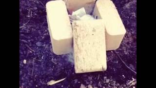 Wood Bricks in a Fire Pit Burning Tutorial [upl. by Arateehc]