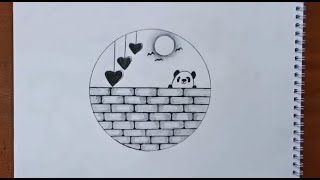 VERY EASY CIRCLE SCENERY DRAWING Step by Step PANDA DRAWING in CIRCLE [upl. by Eneiluj942]