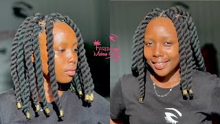 Jinsi ya kusuka NYWELE MPYA YA UZI  LARGE THREAD FAKE TWIST  Protective hairstyles tutorials [upl. by Rehotsirk]