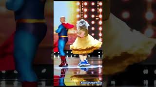 Fat girl and energetic superhero on AGT stage talent [upl. by Auqkinahs]