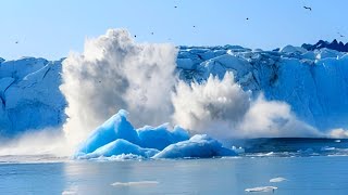 Glacier Calving Create Huge Tsunami Like Wave  Glacier  Argentina  Alaska  Antarctica  USA [upl. by Odlanyer]