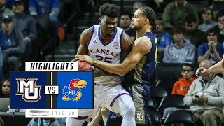 Marquette vs No 2 Kansas Basketball Highlights 201819  Stadium [upl. by Madson]