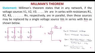 Millmans theorem statement and Proof [upl. by Magen410]